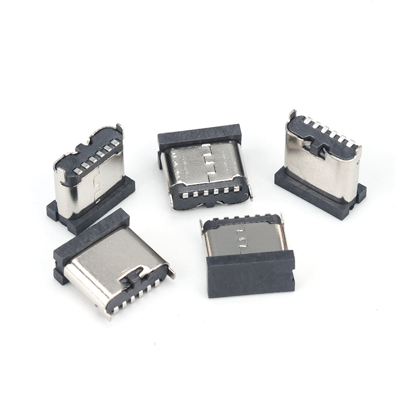 TYPE-C母座6P立貼6.5編帶加塞-TYPE-C